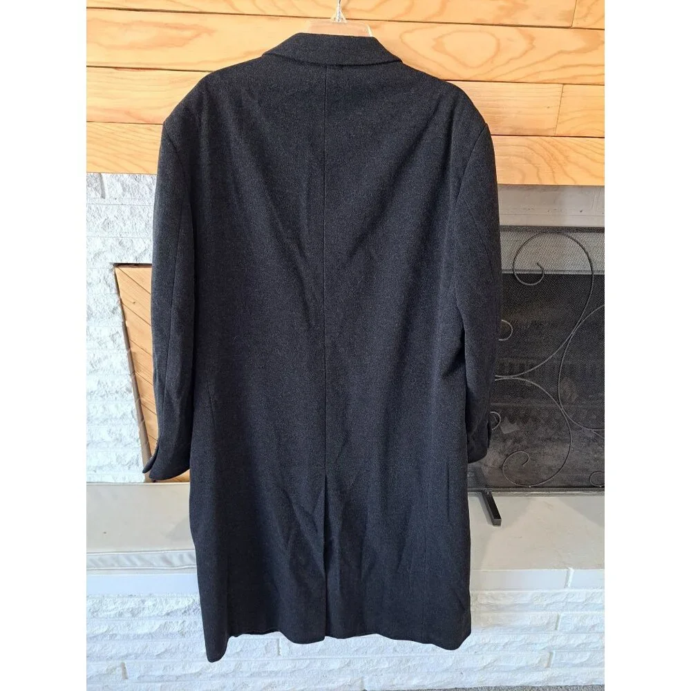 Ralph Lauren Chaps Charcoal Gray Wool Cashmere Overcoat Lined Button Men's 44S - Picture 5 of 14